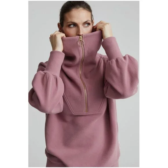 Varley Vine Half-Zip Pullover size L large pink rose gold zip sweatshirt - Picture 3 of 10